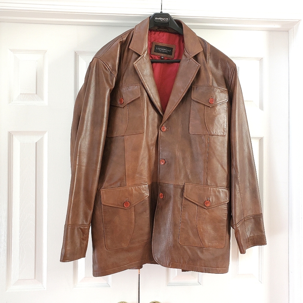 LeatherCult Brown Leather Patchwork Jacket 50